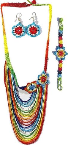 Long Beaded Necklace – Boho Native Handmade Seed Bead Tassel Necklace, Bohemian Large Statement Beaded Necklace for Women (Yellow & Green) in Saudi Arabia