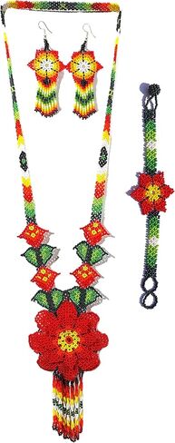 Long Beaded Necklace – Boho Native Handmade Seed Bead Tassel Necklace, Bohemian Large Statement Beaded Necklace for Women (Yellow & Green) in Saudi Arabia