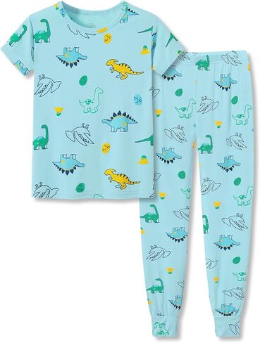 Tebbis snug-forting pajamas for boys & Girls-Soft Modal Fiber Toddler/Little Pjs Blue Dino Jammies Size 2T-7 in Kuwait