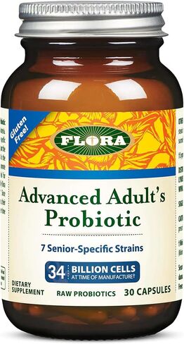 Flora - Advanced Adult's Blend Probiotic, Seven Senior-Specific Strains, Gluten Free, Raw Probiotic with 34 Billion Cells, 30 Capsules in Kuwait