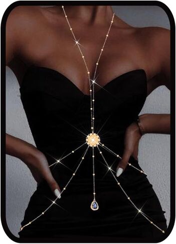 Gold Body Chain for Women Layered Beaded Waist Chains Summer Rhinestone Bikini Bra Body Jewelry Gift in Saudi Arabia