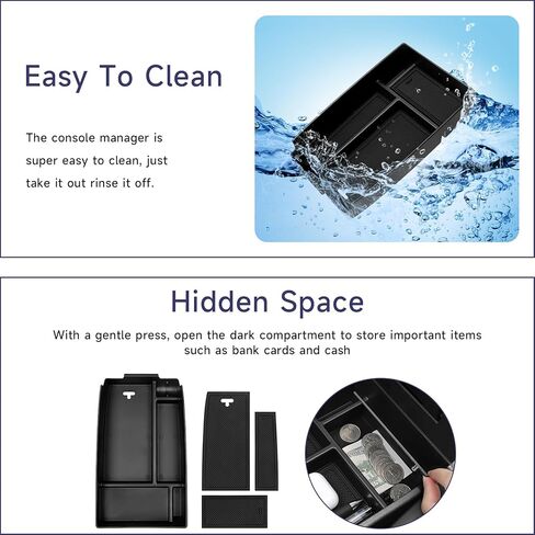 Center Console Organizer for Toyota Grand Highlander 2024-2025 Accessories Storage Box Armrest Secondary Insert Tray with Anti-Slip Mat in Kuwait