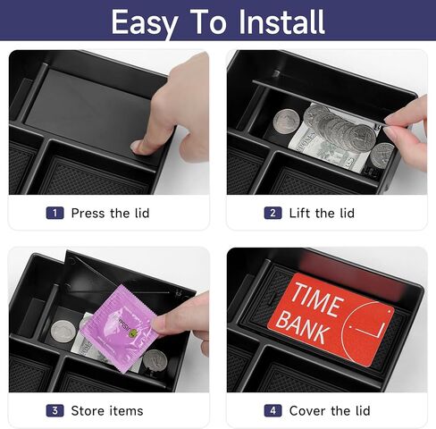 Center Console Organizer for Toyota Grand Highlander 2024-2025 Accessories Storage Box Armrest Secondary Insert Tray with Anti-Slip Mat in Kuwait