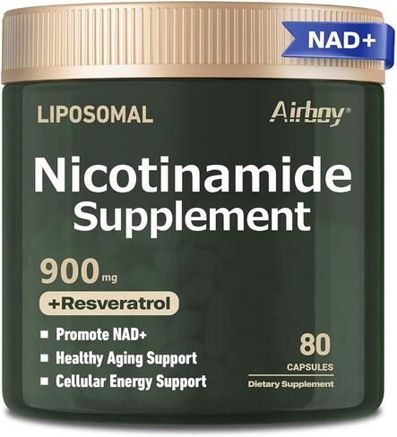 Airboy liposomal nicotinamide الريبوسيد 900 ملغ ، مكمل NAD مع ريسفيراترول ، NMN البديل الدعم لدعم مكافحة الشيخوخة ، الطاقة ، التركيز - 80 كبسولات 2 حزمة in Saudi Arabia