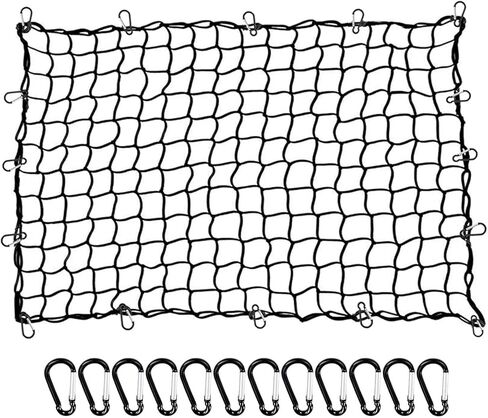 Big Ant 4'x5' Bungee Cargo Net for Pickup Truck Bed - Heavy Duty Cargo Netting with 16 D Clip Carabiners, Small 4" x4" Mesh Holds Small and Large Loads Tighter in Kuwait