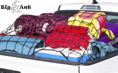 Big Ant 4'x5' Bungee Cargo Net for Pickup Truck Bed - Heavy Duty Cargo Netting with 16 D Clip Carabiners, Small 4" x4" Mesh Holds Small and Large Loads Tighter in Kuwait