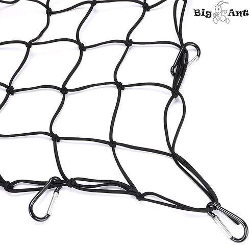 Big Ant 4'x5' Bungee Cargo Net for Pickup Truck Bed - Heavy Duty Cargo Netting with 16 D Clip Carabiners, Small 4" x4" Mesh Holds Small and Large Loads Tighter in Kuwait