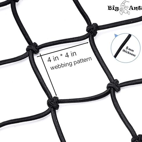 Big Ant 4'x5' Bungee Cargo Net for Pickup Truck Bed - Heavy Duty Cargo Netting with 16 D Clip Carabiners, Small 4" x4" Mesh Holds Small and Large Loads Tighter in Kuwait