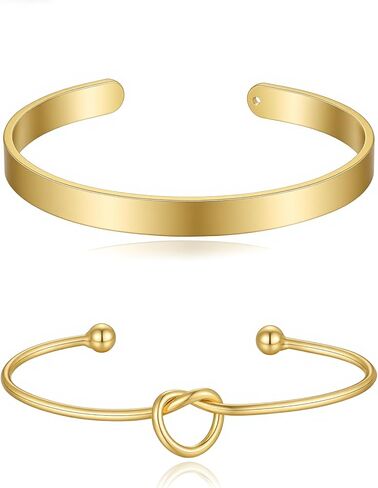 Gold Bracelets for women 14K Gold Bangle Bracelet Stack - Adjustable Waterproof Trendy Bracelets Gold Filled Stacks Bangles Link Chain Gold Bracelet Non Tarnish for Women Collection Jewelry Gifts in Kuwait