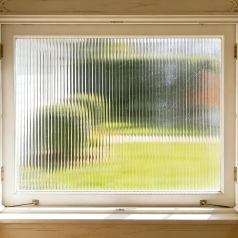 Window Privacy Film Frosted Glass Static Clings Reeded Window Film, Striped Decorative Non-Adhesive & UV Protection Window Decals for Bathroom Living Room 17.7x78.7 inches in Saudi Arabia