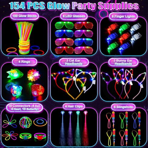 120 PCS Glow In The Dark Party Supplies, Light Up Glasses, Led Glasses, Glow In The Dark Glasses, Glow Party Supplies, Neon Party Glasses for Glow Party, Wedding, Birthday, New Year, Rave, Carnival in Kuwait