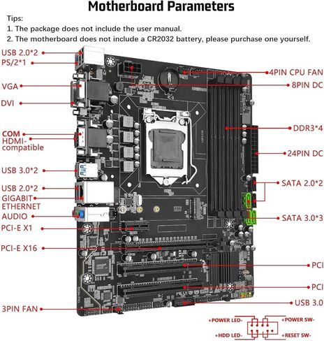 B85M PRO LGA 1150 Motherboard for Intel 4th Gen Core i7 i5 i3/Pentium/Celeron Series Processors (Micro-ATX, DDR3, PCIe 3.0, NVME M.2, SATA 3.0, VGA/DVI/HDMI-Compatible, Gigabit LAN) in Kuwait