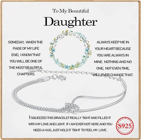 To My Daughter Bracelet,Mother Daughter Bracelet,Knot Bracelet for Women,S925 Sterling Silver Love Knot Bracelet for Daughter from Mom & Grandma,Double Layered Bracelets Gift for Birthday,Wedding,Chrismas in Kuwait