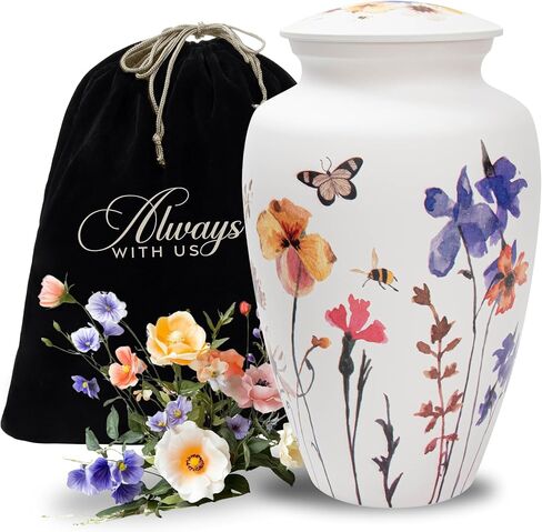 Cremation Urns for Human Ashes Adult Female | Human Urn for Ashes for Women | Decorative for Cremation, Funeral, Burial, Home | Handcrafted Large Size - Wildflower in Kuwait