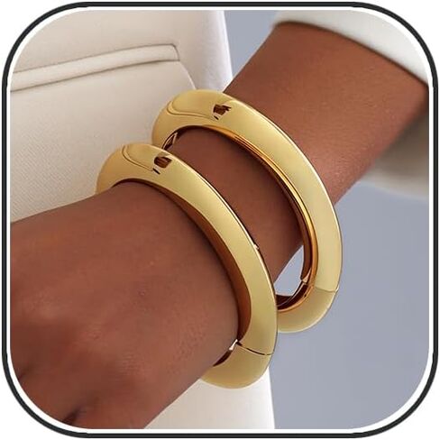 2pcs أساور الإسورة الذهبية للنساء ، الكفة المفصلية العصرية المفتوحة سوار الذهب مكتنزة مكدس الكفة للنساء in Kuwait