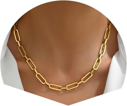 قلادة سلسلة مكتنزة مقاس 18K مطلي بالذهب للنساء لسلسلة الورق الكوبية الكوبية لبطانة تبديل بار قلادة قلادة سميكة الطبقات الذهبية ارتباط المجوهرات الفولاذ المقاوم للصدأ in Kuwait