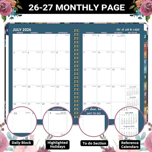 2025 Monthly Planner - JAN. 2025 - DEC. 2025 Monthly Planner, 8.5" x 11", 2025 Calendar Monthly Planner with Contacts and Back Pocket, Twin-Wire Binding - Floral in Kuwait