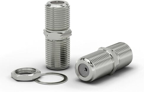 THE CIMPLE CO Cable Extension Coupler, with Washer and Nut - 4 Pack - Works with Wall plates - Connects Two Coaxial Video Cables, for Coax F81 (female to female) 75 Ohm, 2.3Mhz-3GHz Satellite, CATV in Kuwait