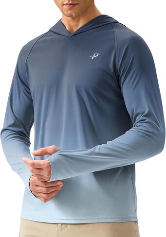 Pudolla Men's Sun Protection Hoodie Shirts UPF 50+ Rash Guard SPF Long Sleeve Fishing Shirt for Men Swim Hiking Boating in Kuwait