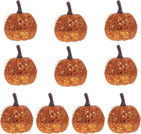 UPSTORE 10Pcs Artificial Glitter Pumpkins Mini Foam Pumpkin Lifelike Simulation Fake Pumpkins Pumpkin Hanging Ornaments for Halloween Autumn Theme Party Decorations in Kuwait