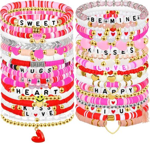 40 Pcs Surfer Heishi Bracelets Colorful Friendship Adjustable Clay Bead Bracelets Festive Stretch Jewelry for Women (Black History) in Kuwait