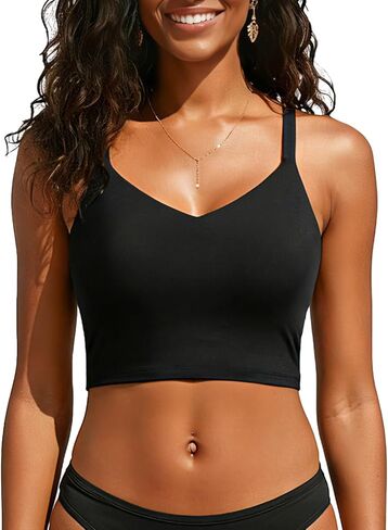 Aqua Eve Women's Sport Bra Swim Top - 2025 Crop Bikini Top Modest V Neck Bathing Suit in Saudi Arabia