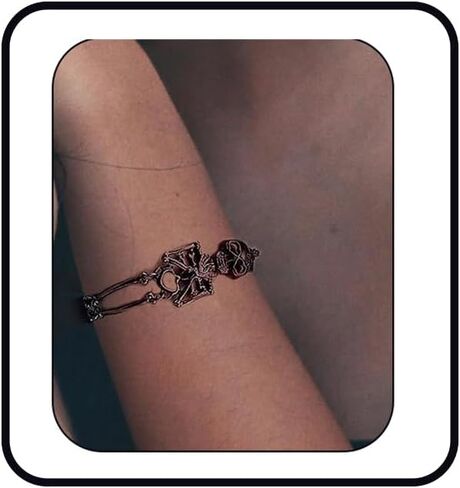 Atiptu Gothic Skull Bracelet for Women Men Vintage Punk Biker Skull Bracelet Halloween Skeleton Bracelets Gothic Accessories Halloween Jewelry in Kuwait