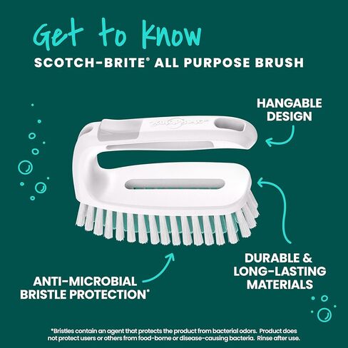 Scotch-Brite All Purpose Brush, For Tile Floors and Walls, Shower Doors, Tubs, Bathroom Fixtures, and More, 6 Count in Kuwait