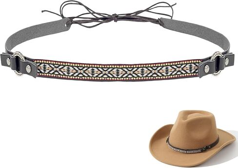 Cowboy Hat Bands for Men Women, Leather Hatbands Belt for Cowboy/Western/Fedora/Cowgirl Hats Multicolor in Saudi Arabia