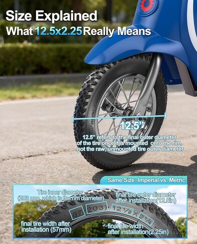 GYL (57-103) 12.5x2.25 Tire & Tube Set,12 1/2x2 1/4 Tire for Razor Pocket Electric Scooters Mod,Schwinn, GT, IZIP, eZip in Kuwait