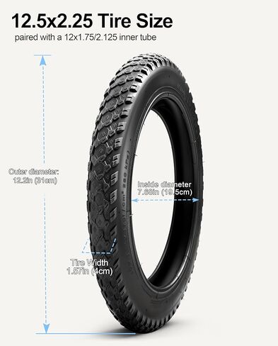 GYL (57-103) 12.5x2.25 Tire & Tube Set,12 1/2x2 1/4 Tire for Razor Pocket Electric Scooters Mod,Schwinn, GT, IZIP, eZip in Kuwait