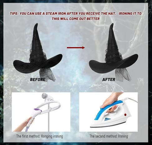 Halloween Women's Black Witch Hat Oversized Witches Hats Wide Brim Party Accessory in Kuwait