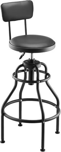 VEVOR Shop Stool with Backrest, Pneumatic Garage Seat/Work Stool with Wheels, 300 lbs Load, Adjustable Roller Creeper Seat, 360° Swivel Padded Workshop Stool, for Garage, Shop & Auto Repair, Black in Kuwait
