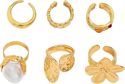 Chunky Knuckle Rings for Women Chunky Gold Ring Set Stacking Crystal Knuckle Rings Statement Ring Jewelry in Kuwait