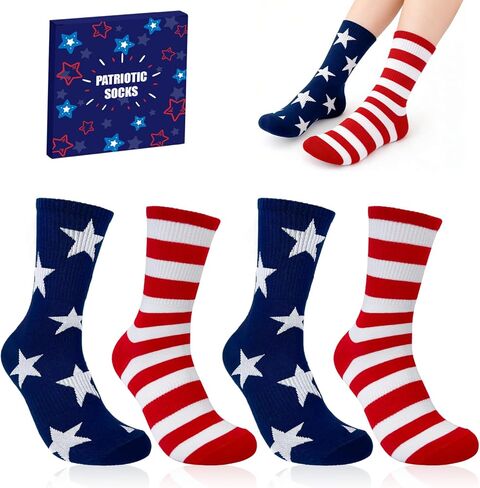 American USA Flag Socks for Women Men, Patriotic Red White and Blue Stars & Stripes Accessories for 4th of July Outfits, Independence Day & Birthday Gifts for Adults, Vietnam Veterans in Saudi Arabia