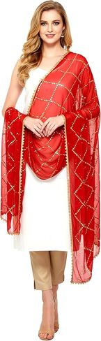 Chandrakala Chiffon Dupatta for Women, Shawl Scarf Wrap Chunni (D238-P) in Saudi Arabia