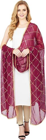 Chandrakala Chiffon Dupatta for Women, Shawl Scarf Wrap Chunni (D238-P) in Saudi Arabia