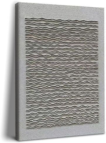 NANKAI Art Hand-Painted White and Green Thick Texture Abstract Art Oil Painting Contemporary Minimalist Style Art Living Room Office Corridor Wall Decoration Oil Painting 24x48 inches in Kuwait