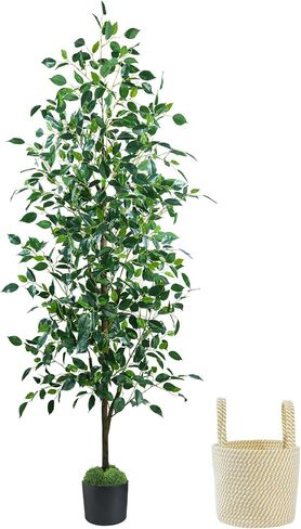 Faux Olive Tree 6FT, Artificial Potted Tree with Planter, Silk Plants Indoor Outdoor, Lifelike Olive Plants with Natural Wood Trunk, Fruits and Buds, Home Office Decor, 1 Pack in Kuwait