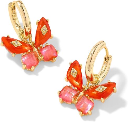 Kendra Scott Bianca Butterfly Huggie Earrings, 14K Gold-Plated Brass, Fashion Jewelry for Women, Pink Mix in Saudi Arabia