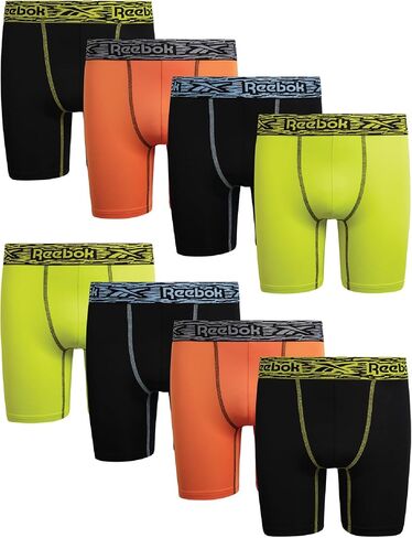 Reebok Boys' Boxer Briefs - 8 Pack Soft Breathable Moisture-Wicking Boxers - Underwear Pack for Boys (Sizes: 6-18) in Saudi Arabia