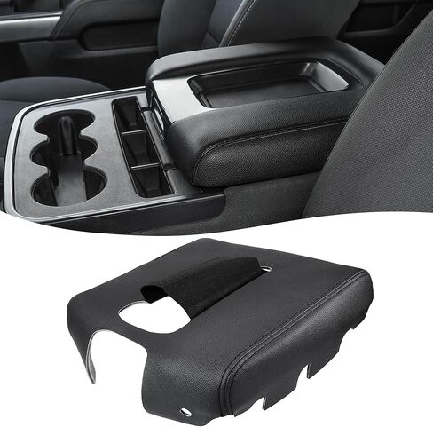 Center Console Armrest Cover Replacement for 2014-2018 Chevy Silverado & GMC Sierra, Vinyl Leather, Car Armrest Skin Upholstery, Anti-Scratch, Black (Jump Seat Only) in Kuwait