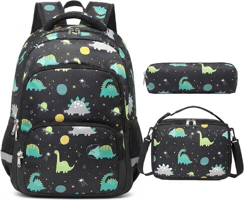 mygreen 3PCS Kids Backpack Set - Waterproof Bookbag with Lunch Box for Boys Ages 3-12, Adorable Cartoon Prints for School & Outdoor Use Blue Green Truck in Saudi Arabia