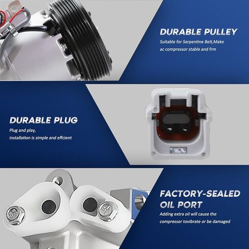 Automotive Air Conditioning Compressor Compatible with 2013 2014 2015 2016 2017 2018 2019 Nissan Sentra 1.8L, 2014 2015 Tsuru 1.6L, 13 14 15 16 17 AC Compressor 926003SH0A 926003SH1A CO 4940 in Kuwait