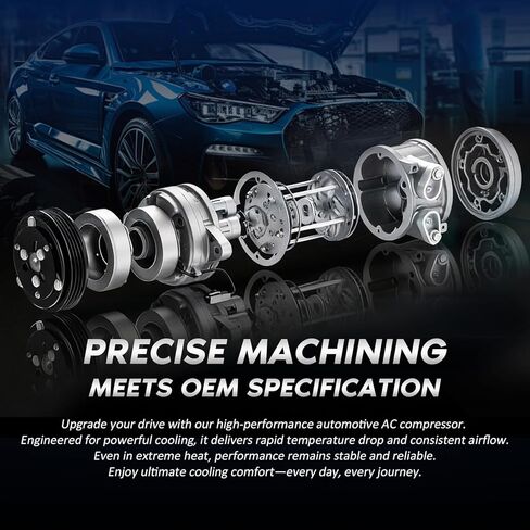 Automotive Air Conditioning Compressor Compatible with 2013 2014 2015 2016 2017 2018 2019 Nissan Sentra 1.8L, 2014 2015 Tsuru 1.6L, 13 14 15 16 17 AC Compressor 926003SH0A 926003SH1A CO 4940 in Kuwait