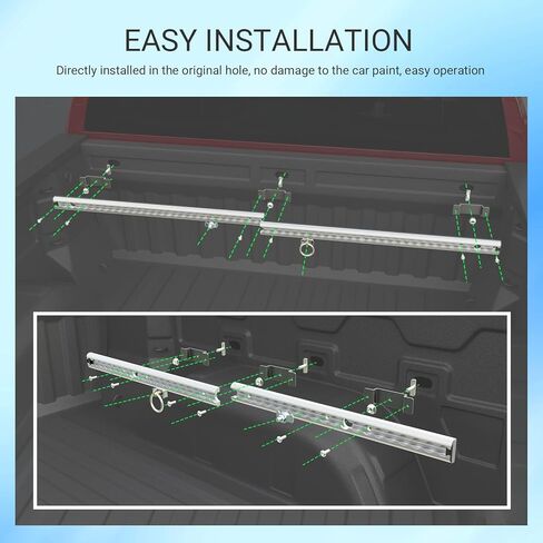 5.82FT Side Trail Rail System Compatible with 19-25 Chevy Silverado Truck Bed Rail System GMC Sierra 1500 Tie Down Rail Replacement for 2019-2025 Chevy Silverado Accessories (Side Trail Rail) in Kuwait