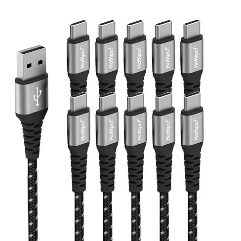 Hottips! USB C Cable 4ft 2-Pack Black Durable Braided Aramid Fiber 3A Fast Charge Type C Charger Cord, Compatible with Android, Samsung Galaxy, Note, Pixel, LG, Switch, PS5 Controller in Kuwait