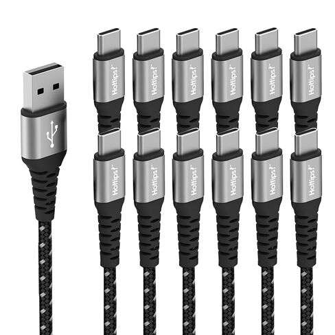 نصائح هامة! كابل USB C بطول 4 أقدام 2 حزمة من ألياف الأراميد المضفرة باللون الأسود 3A سلك شاحن سريع من النوع C، متوافق مع Android وSamsung Galaxy وNote وPixel وLG وSwitch وPS5 in Kuwait
