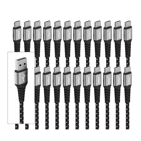 نصائح هامة! كابل USB C بطول 4 أقدام 2 حزمة من ألياف الأراميد المضفرة باللون الأسود 3A سلك شاحن سريع من النوع C، متوافق مع Android وSamsung Galaxy وNote وPixel وLG وSwitch وPS5 in Kuwait