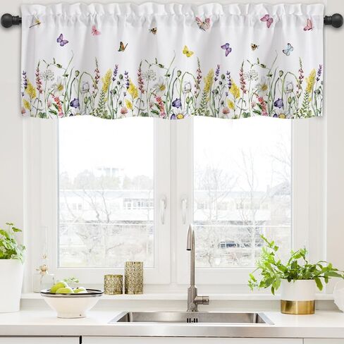 Nialnant Lemon Kitchen Valance for Windows ، 54 "W × 18" L قضيب الجيب المطبخ ستائر نافذة المطبخ in Kuwait